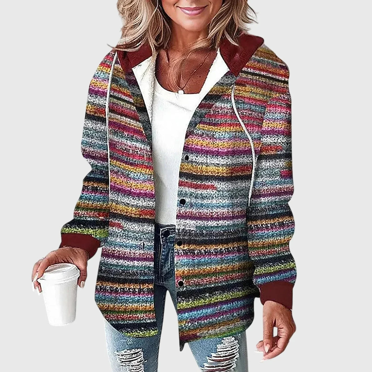 Women's mesh button placket jacket – Multi-Coloured