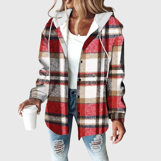 Women's mesh button placket jacket – Red