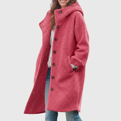 Women's oversized coat with button fastening and side pockets – Pink