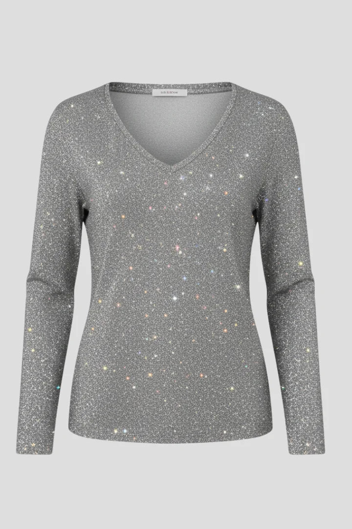 Women’s sequin V-neck long sleeve jumper