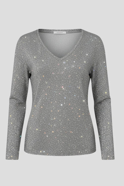 Women’s sequin V-neck long sleeve jumper