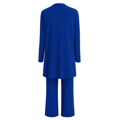Women's 3-piece knit cardigan tank and wide-leg pants set