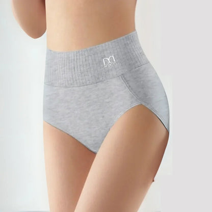 Women's 6-pack knit high-waisted shaping briefs with ribbed waistband – Grey