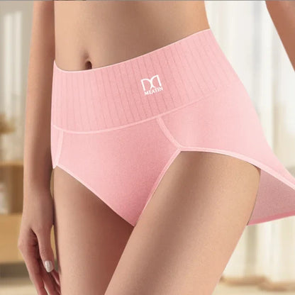Women's 6-pack knit high-waisted shaping briefs with ribbed waistband – Pink