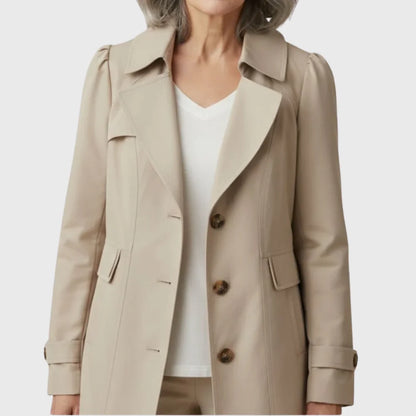 Women's A-line coat with notched lapel and single-breasted buttons