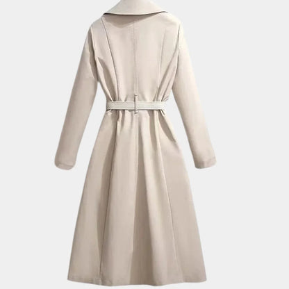 Women's belted classic midi trench coat