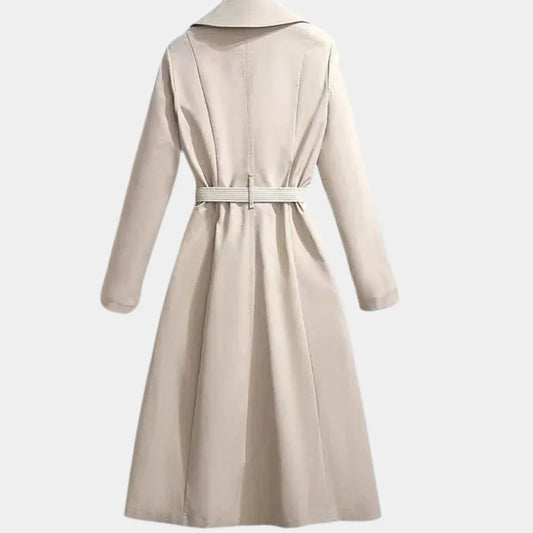 Women's belted classic midi trench coat