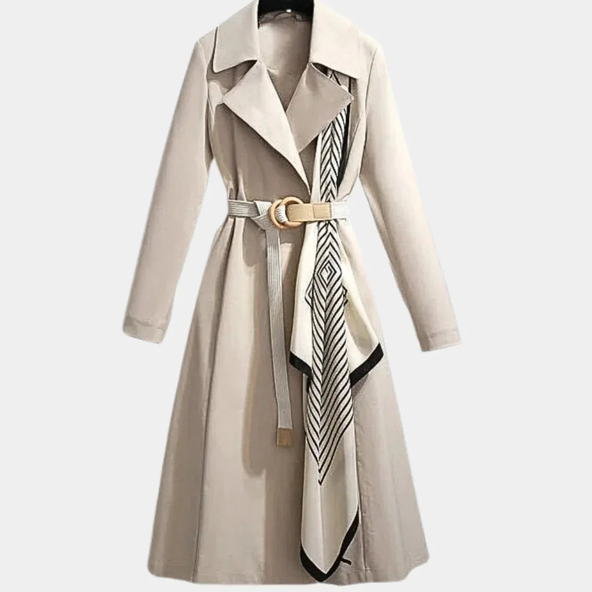 Women's belted classic midi trench coat – Beige