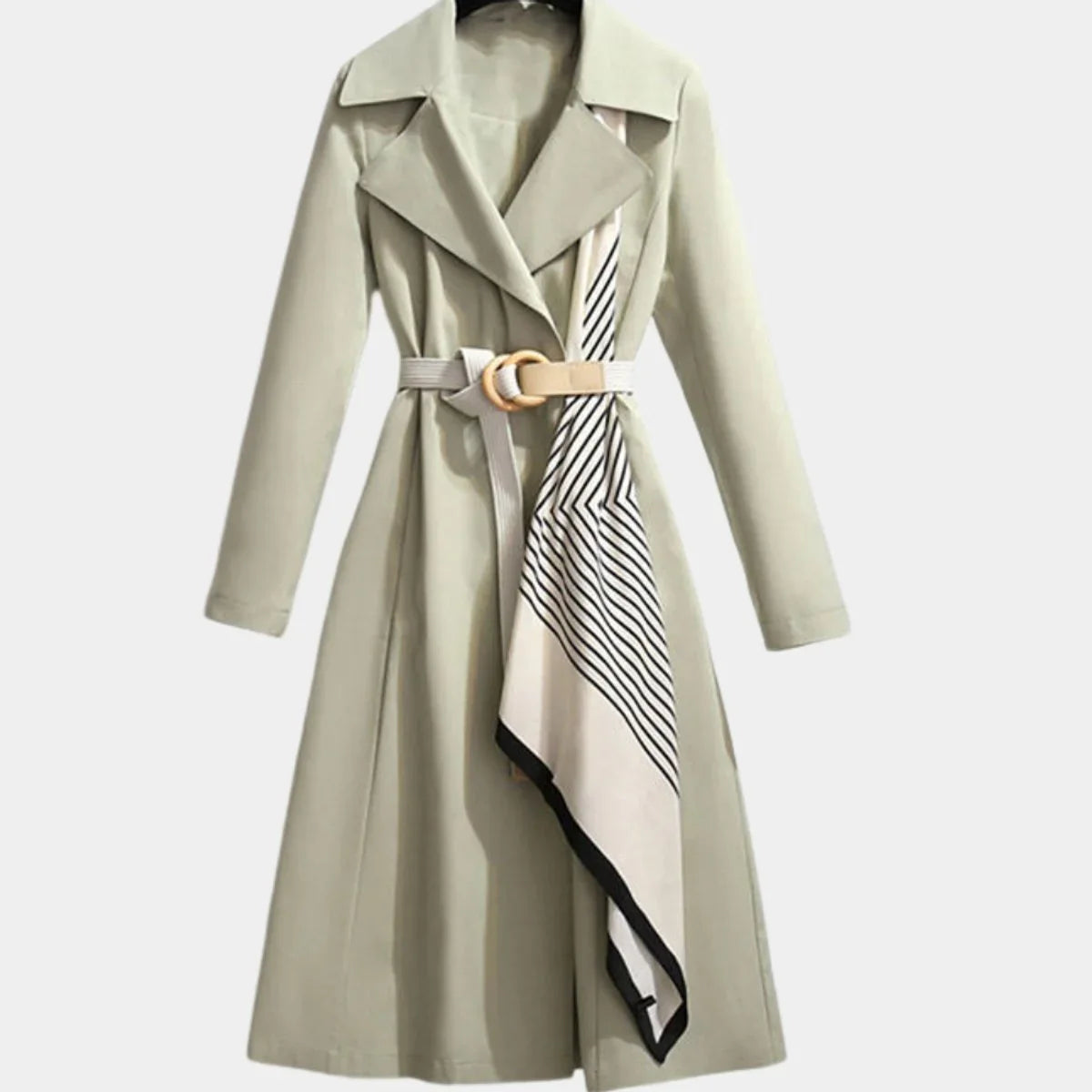 Women's belted classic midi trench coat – Green