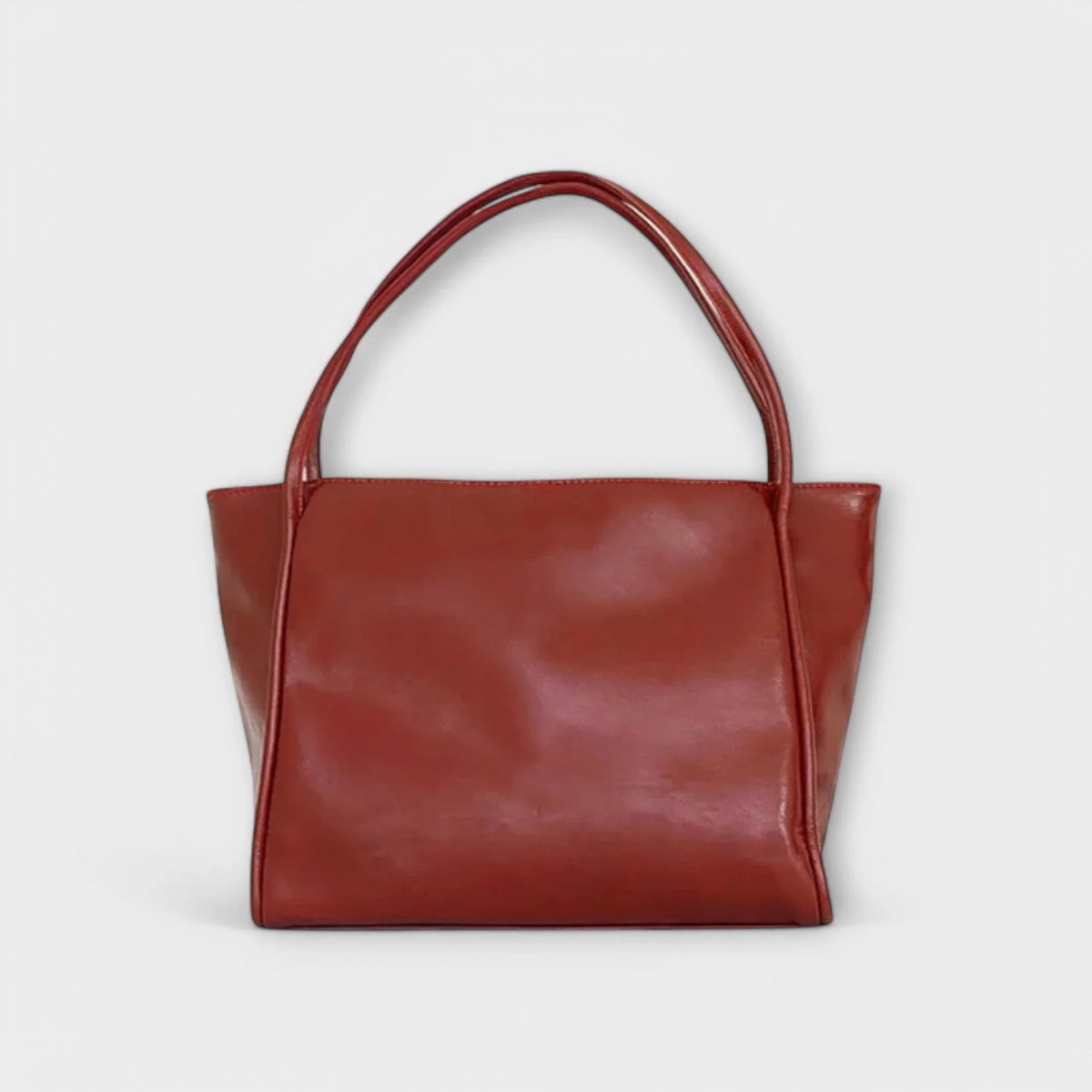 Women's faux-leather tote bag with open-top and thin straps – Red