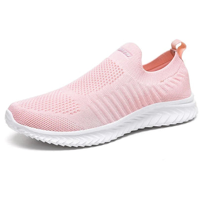 Women's knit slip-on athletic sneakers with arch support – Pink