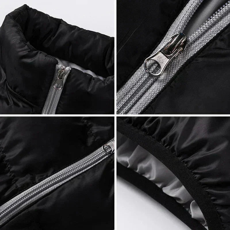 Women's quilted thermal puffer jacket with stand-collar full-zip