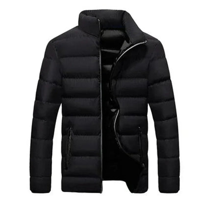 Women's quilted thermal puffer jacket with stand-collar full-zip – Black