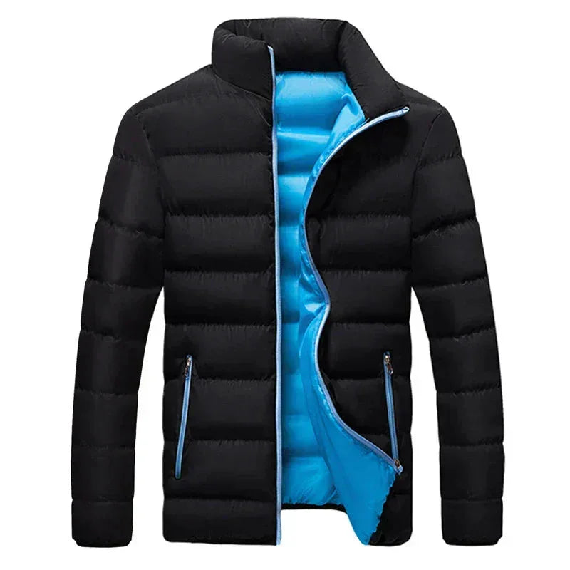 Women's quilted thermal puffer jacket with stand-collar full-zip – Blue