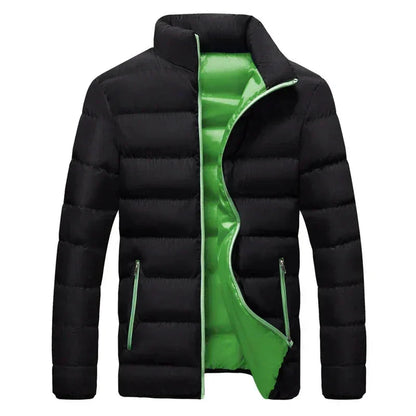 Women's quilted thermal puffer jacket with stand-collar full-zip – Green