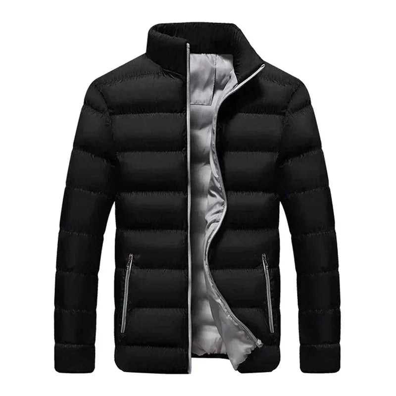 Women's quilted thermal puffer jacket with stand-collar full-zip – Grey