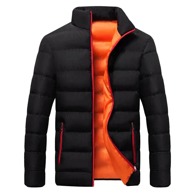 Women's quilted thermal puffer jacket with stand-collar full-zip – Orange
