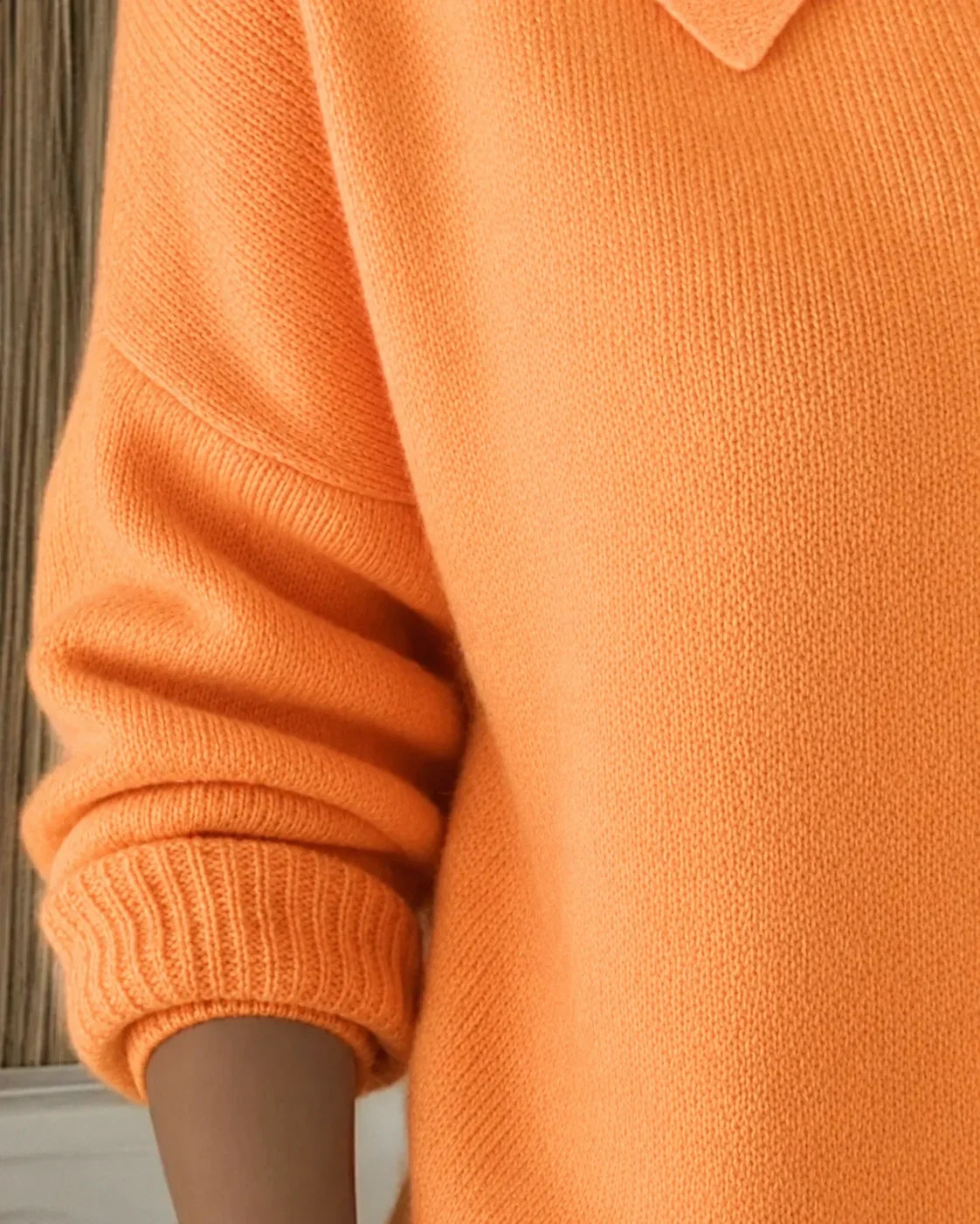 Women's knit collared button-front cardigan sweater with long sleeves