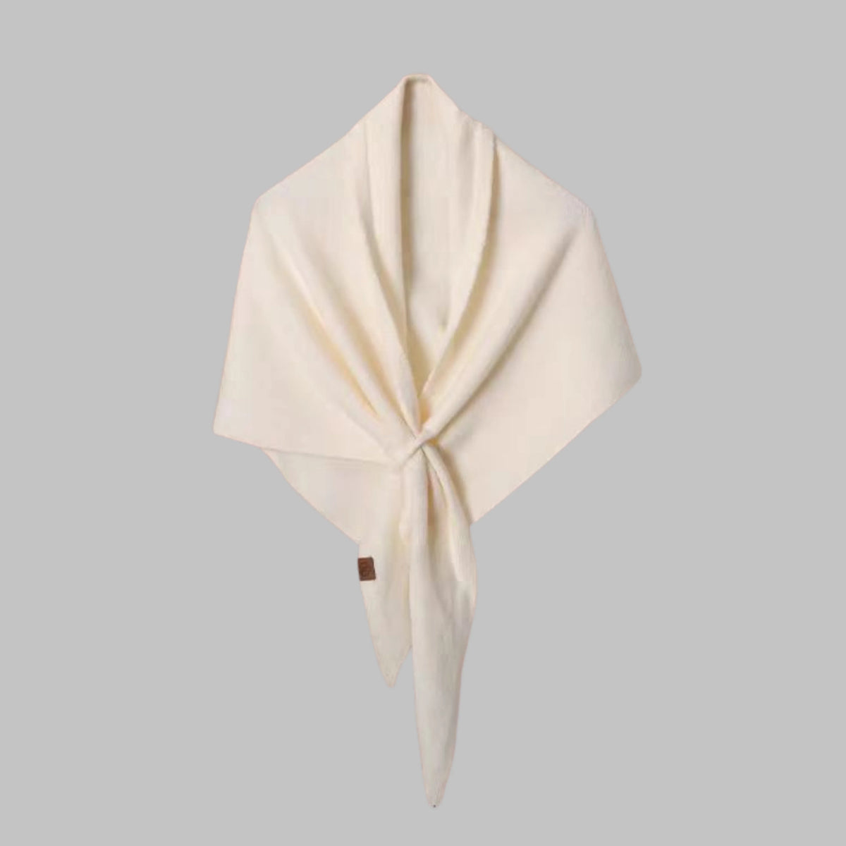 Women's bold horizontal striped soft knit triangle shawl – Beige