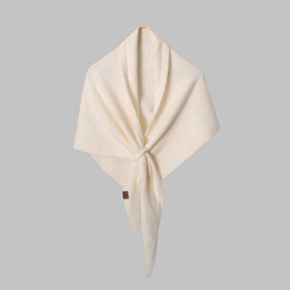 Women's bold horizontal striped soft knit triangle shawl – Beige
