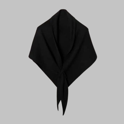 Women's bold horizontal striped soft knit triangle shawl – Black