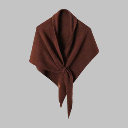 Women's bold horizontal striped soft knit triangle shawl – Brown