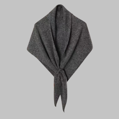 Women's bold horizontal striped soft knit triangle shawl – Dark Grey