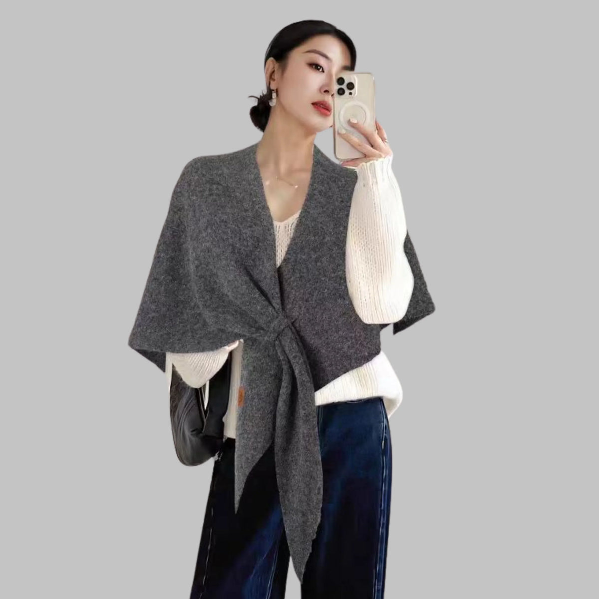 Women's bold horizontal striped soft knit triangle shawl