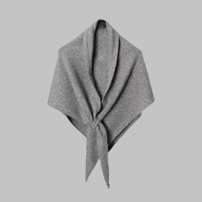 Women's bold horizontal striped soft knit triangle shawl – Light Grey