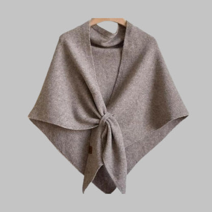Women's bold horizontal striped soft knit triangle shawl – Mocha