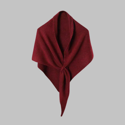 Women's bold horizontal striped soft knit triangle shawl – Red