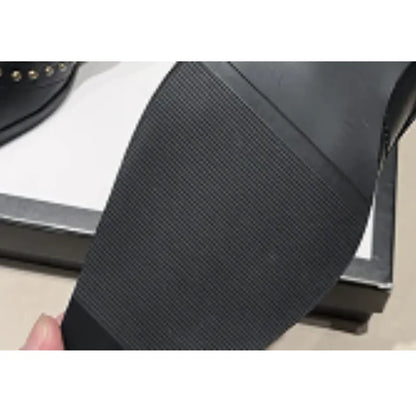 Women's studded western mid-calf boots with pointed-toe and block-heel