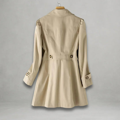Women's classic single-breasted trench coat notch lapel