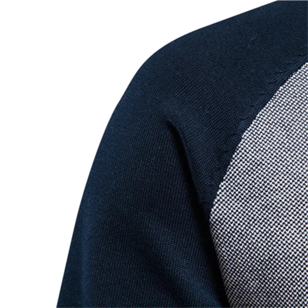Women's color-block knit raglan-sleeve sweater with full-zip stand-collar