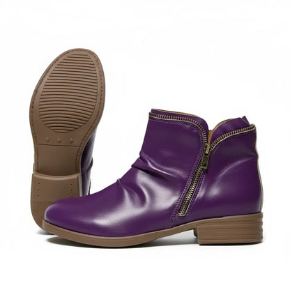 Women's comfortable comfort scrunch ankle boots with side zipper