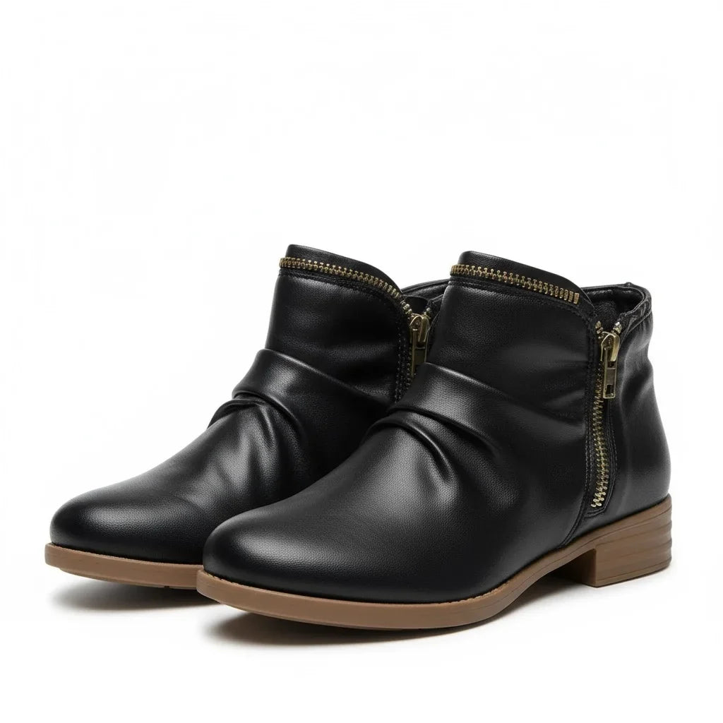 Women's comfortable comfort scrunch ankle boots with side zipper