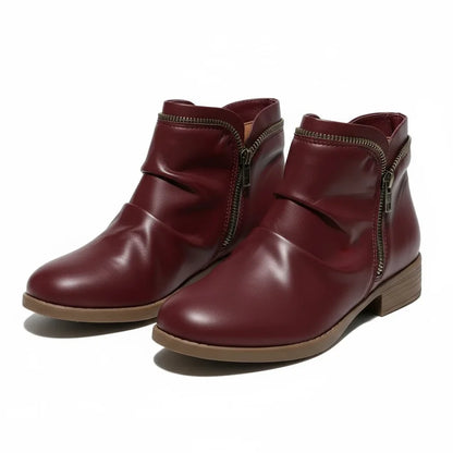 Women's comfortable comfort scrunch ankle boots with side zipper