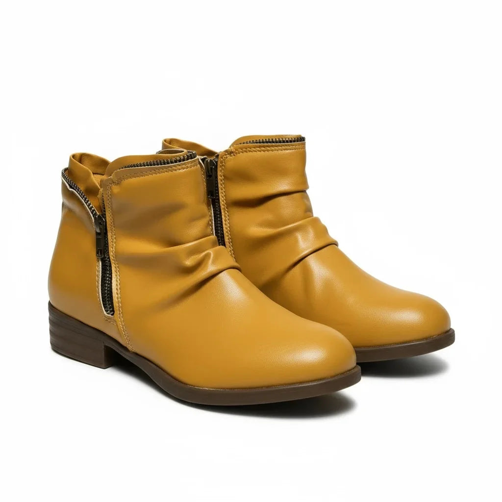 Women's comfortable comfort scrunch ankle boots with side zipper