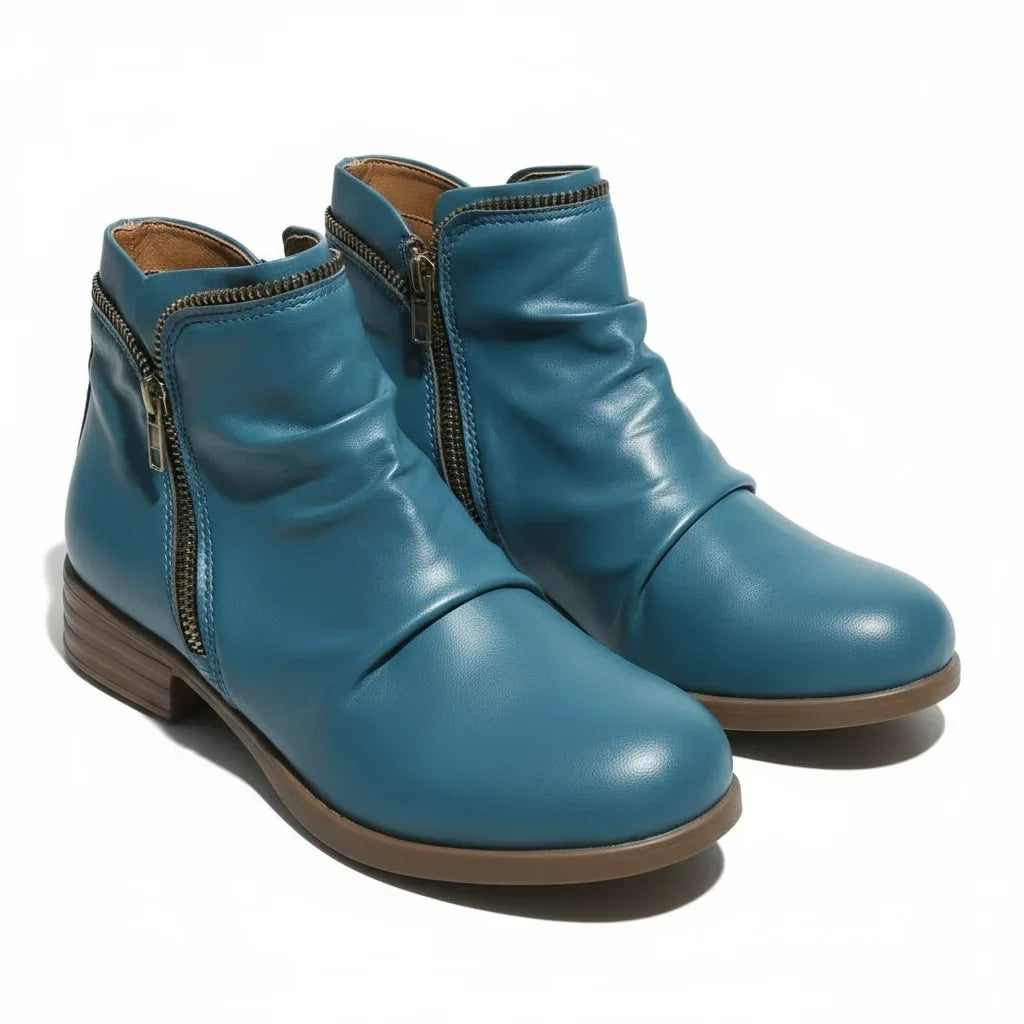 Women's comfortable comfort scrunch ankle boots with side zipper