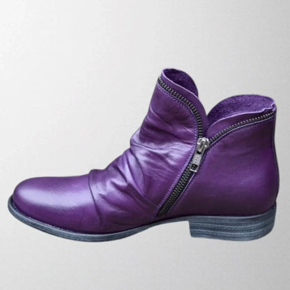 Women's comfortable comfort scrunch ankle boots with side zipper – Purple