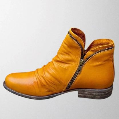 Women's comfortable comfort scrunch ankle boots with side zipper – Yellow