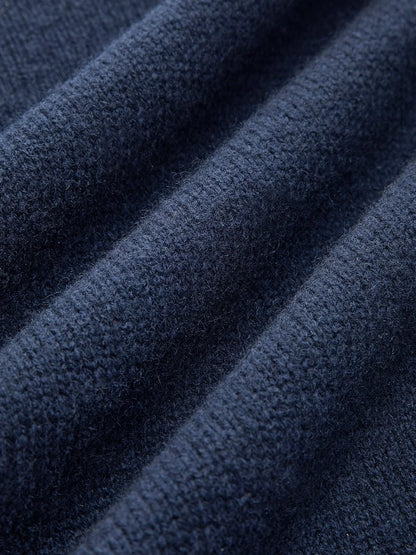 Women's denim-collar knit polo sweater