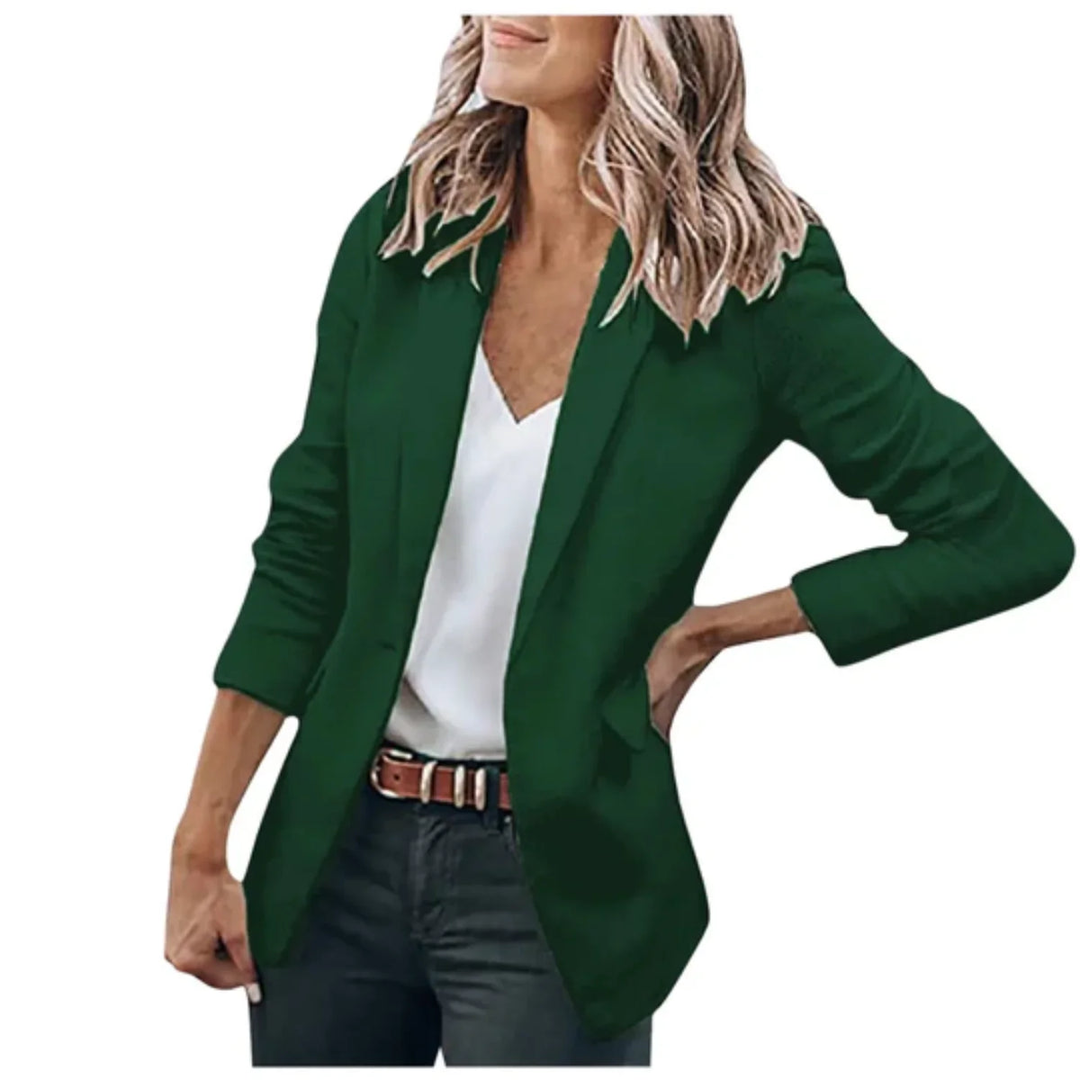 Women's tailored blazer with notched lapel – Groen