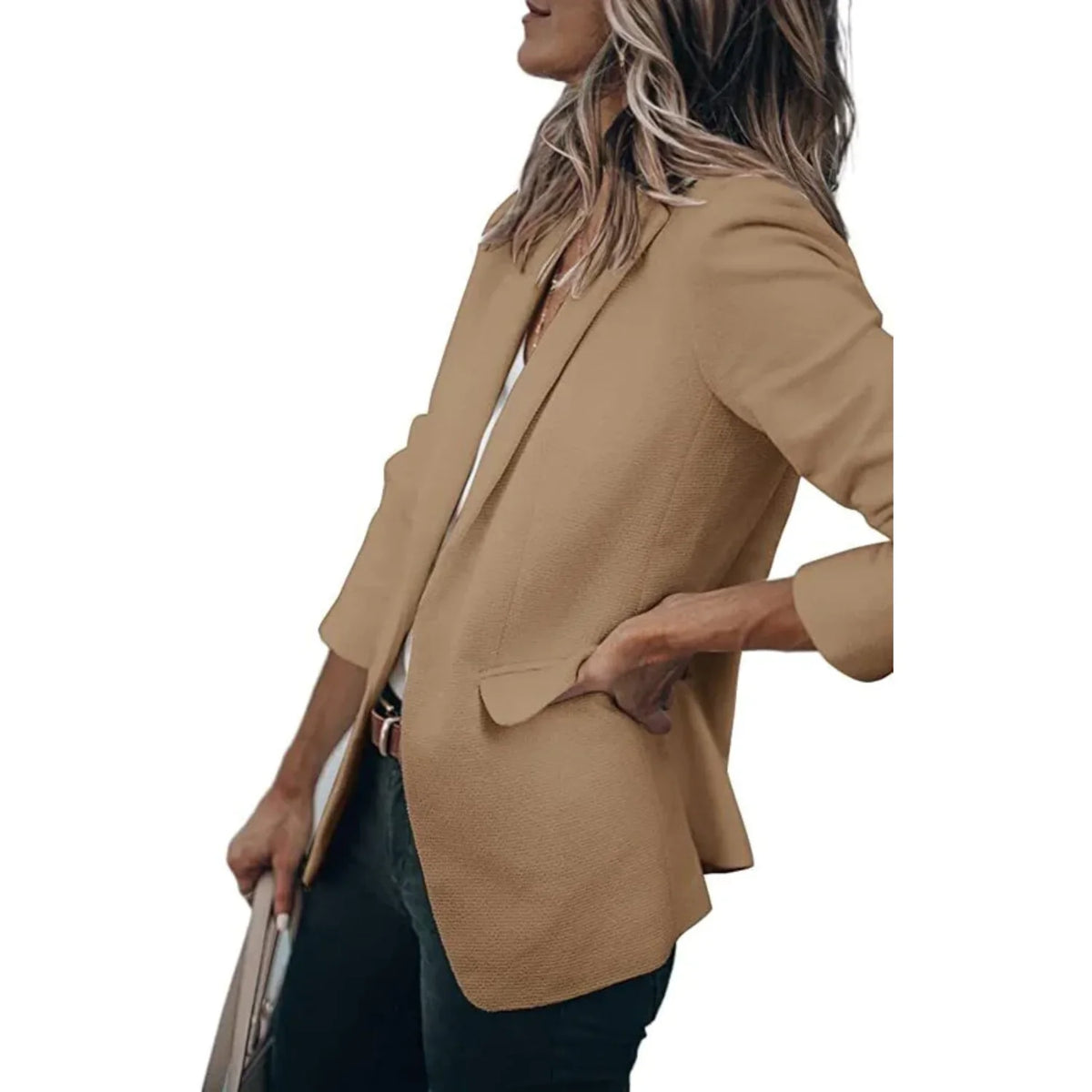 Women's tailored blazer with notched lapel – Lichtbruin