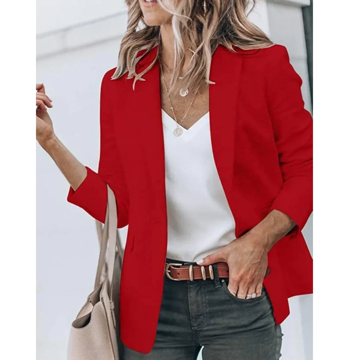 Women's tailored blazer with notched lapel – Rood