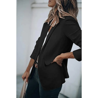 Women's tailored blazer with notched lapel – Zwart