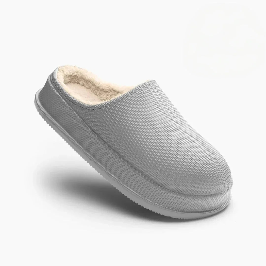 Women's faux fur lined slip-on platform slippers – Grey
