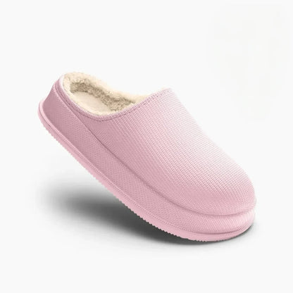 Women's faux fur lined slip-on platform slippers – Pink