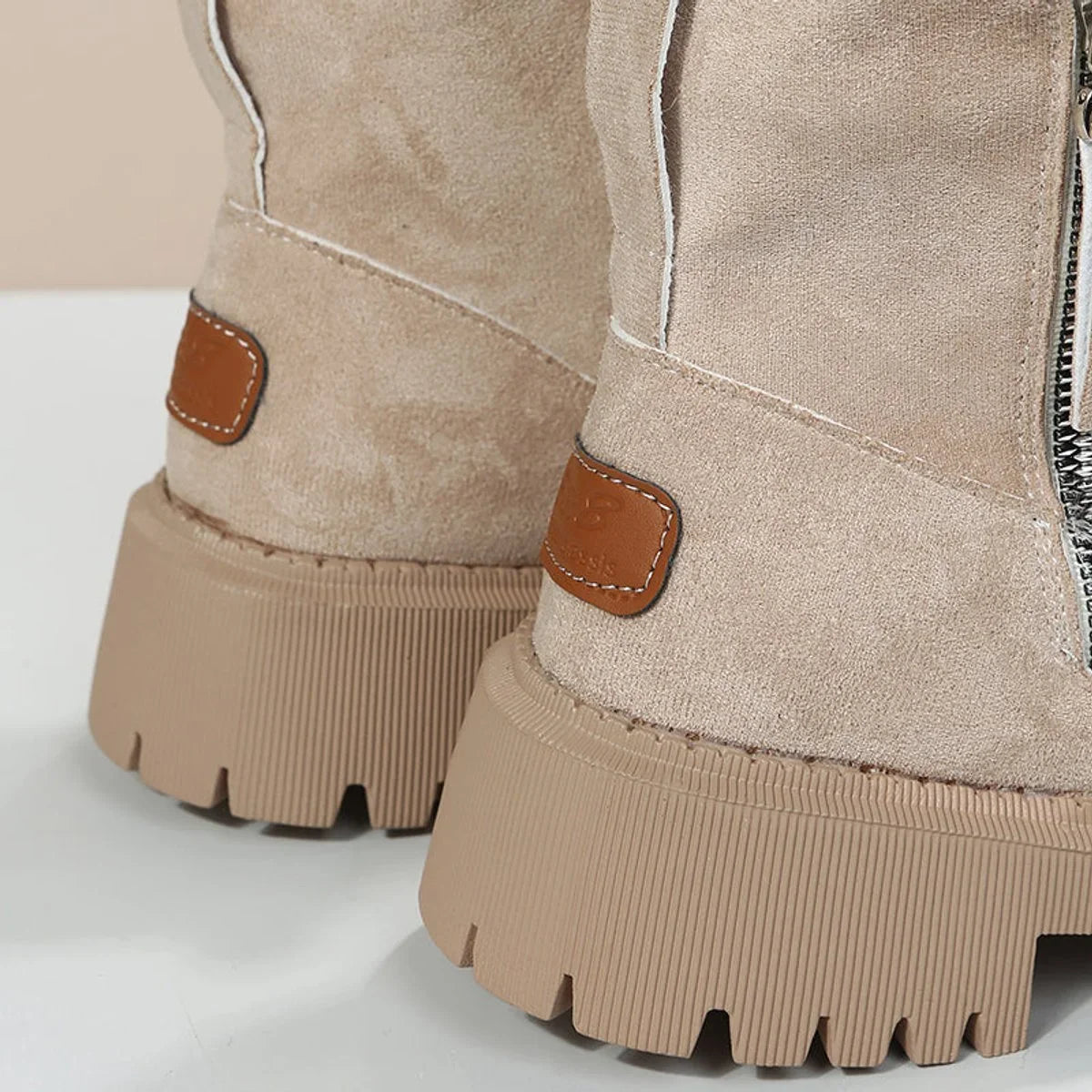 Women's fleece-lined suede slip-on winter ankle boots
