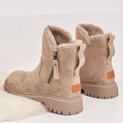 Women's fleece-lined suede slip-on winter ankle boots